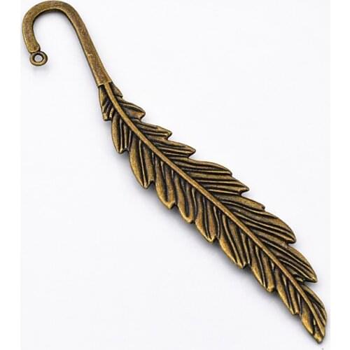 142*22mm 2pcs Antique Bronze Plated Feather Style Bookmark Pendant For Making DIY Creative bookmark