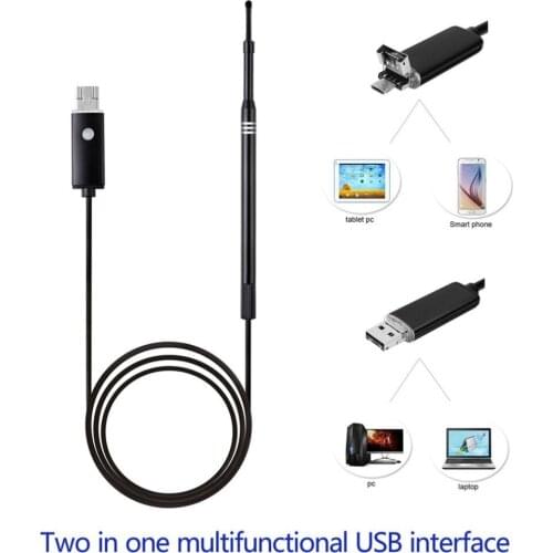 2-in-1/USB Ear Nose Throat Endoscope 6LED 3 Gears Brightness Adjustment Ear Cleaning Tool Waterproof Ear Spoon Earpick Ear Care