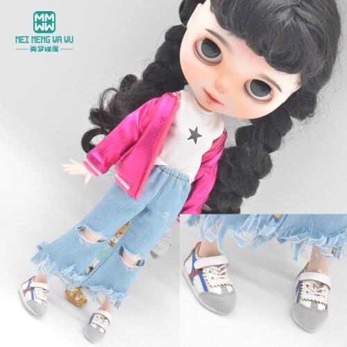 28-30cm Mini Toys Doll Clothes Fashion jackets, jeans fits Blyth Azone OB23 OB24 doll accessories