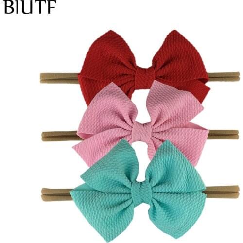 30pcs/lot You Pick Color Tan Color Nylon Headabnd with 5'' Seersucker Waffle Hair Bow Kids New Year Headwear HB118