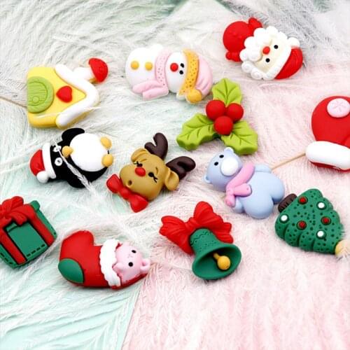 5pcs/Lots Christmas Cute 2021~Enamel Nail Charms Ornament Santa claus/Snowman/Bell/Elk/Winter-Gloves/Xmas-Tree Nail Charms#MIX