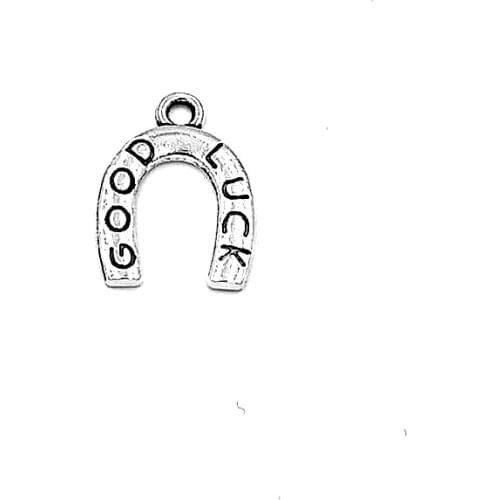 50pcs Horseshoe with “Good luck" charms pendant 17x12mm antique silver ornament accessories jewelry making craft DIY base