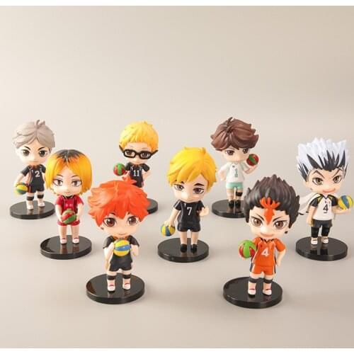 8pcs/lot Haikyuu Oikawa Tooru Kenma Kei Hinata Shoyo Mini Cute Ver. PVC Action Figure Tobio Kenma Model Toy Gift 10cm