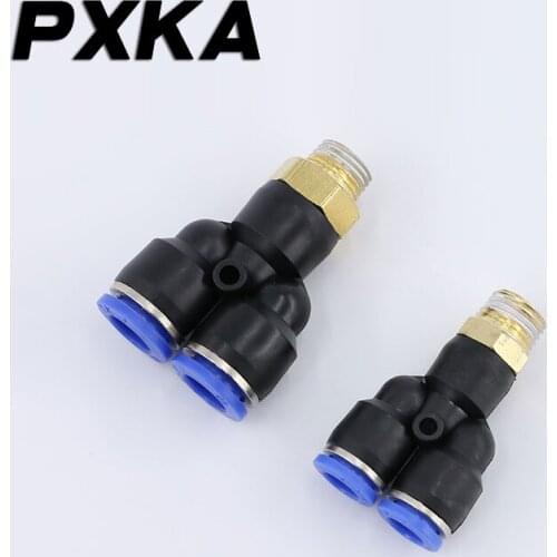 Free shipping 2PCS Pneumatic quick connector PX8-02 Quick plug air pump Y-thread three-way solenoid valve air compressor pl6-01