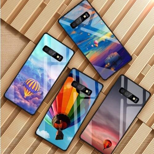 Hot Air Balloon Tempered Glass Phone Case For Samsung Galaxy S8 S9 S10 S20 PLUS J6 J8 2018 NOTE 8 9 10 Cover Shell
