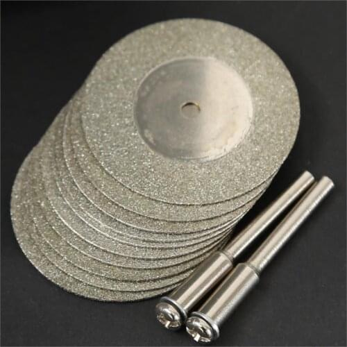 10pcs 35mm dremel accessories Stone Jade Glass Diamond dremel Cutting Disc Fit Rotary Tool Dremel Drills Tool with Two Mandrel