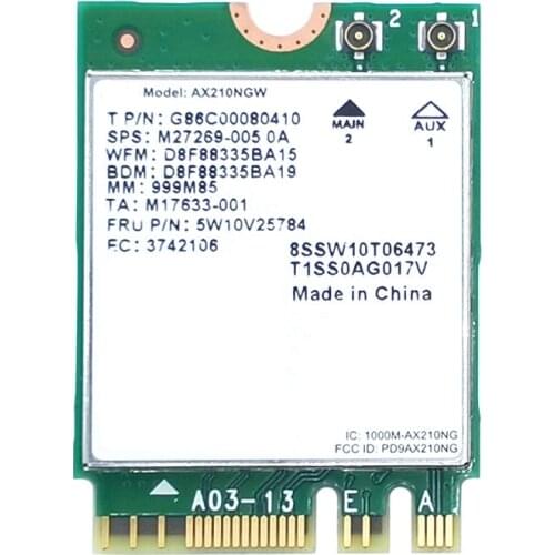 Dual Band WI-FI 6E AX210 M.2 NGFF Wifi Card for AX210NGW 2.4Ghz/5G 802.11Ax Bluetooth 5.2 Wireless Network Card