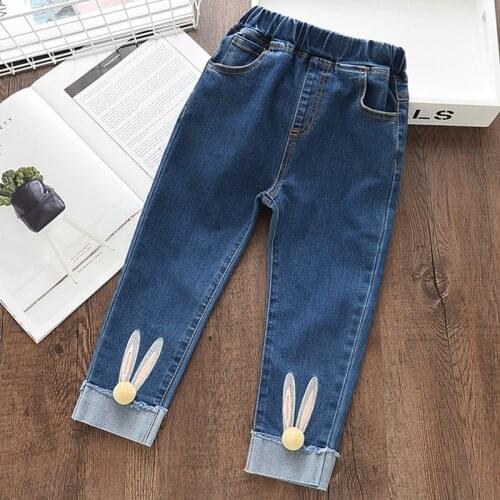 Baby Girls Casual Jeans 2021 New Toddler Autumn Summer Denim Pants Kids Jeans Fashion Trousers Teenagers Ripped Jeans 2-7Years