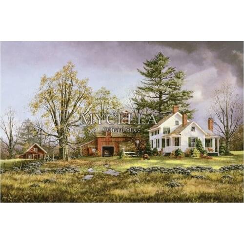 Farm Cabins 5D DIY Diamond Painting Cross Stitch Houses Full Needlework Diamond Embroidery Landscape Home Decor Christmas Gifts