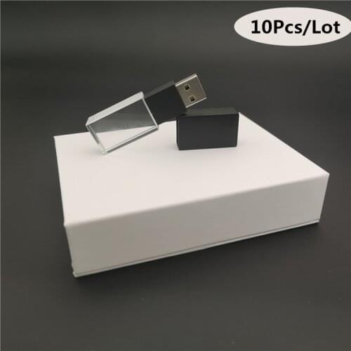 10Pcs /Lot Crystal USB 2.0 4GB 8GB 16GB 32GB 64GB Wedding Gifts Flash Drive Pen Drives 100% Real Capacity Gift Box