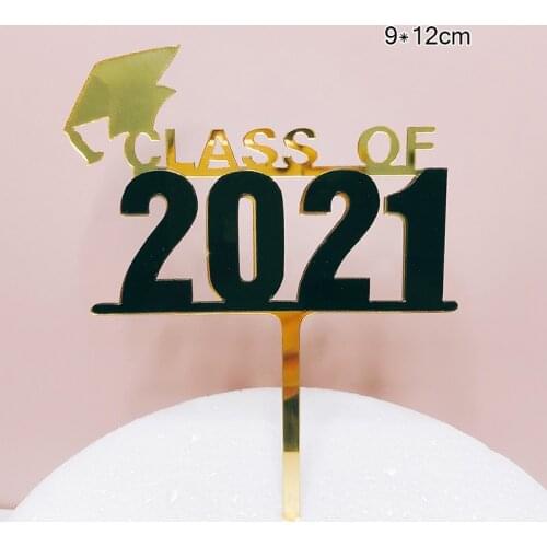 Class of 2021 Cake Topper Congrats Grad Acrylic Cupcake Toppers For 2021 Graduations College Celebrate Party Cake Decorations