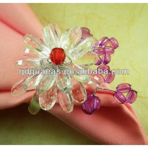 Acrylic napkin ring wholesale clear flower, napkin holder wedding