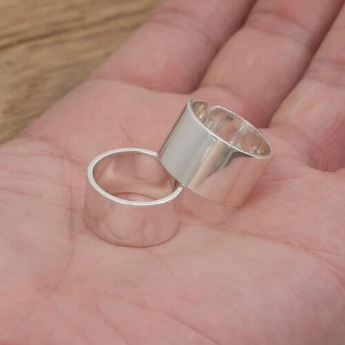 S999 Real Silver Ring 12mm and 10mm wide for Men and Women Jewelry Adjustable Opening Finger Rings GR721