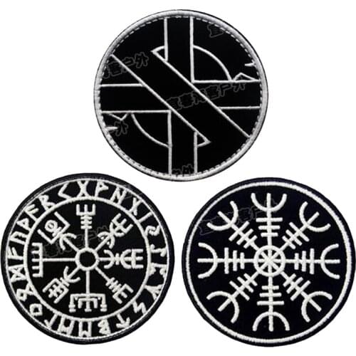 Viking Lunavin Odin Compass Rude Anti-war Military Tactics Embroidered Paste Patch Clothes Denim Embroidery Badge Sticky Fabric
