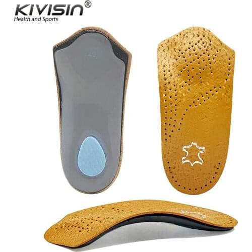 Leather Orthotic Insoles Correct Flat Foot Arch Support Half Insert Shoe Pad Orthopedic Insoles Foot Care Unisex