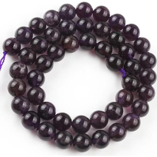 Natural Amethysts Purple Crystal Round Loose Spacer Stone Beads For Jewelry Making DIY Bracelet Necklace 15" Inch 4/6/8/10/12 mm