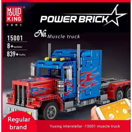 MOULD KING 15001 Variety Of Moving Muscle Truck Technology Machinery Electric Assembly Building Block Set Car Model Toys