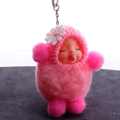 New Cute Sleeping Baby Doll Women Bag Toy Key Ring Plush Toy Keychain Bag Pendant Charm Baby Kids Gift