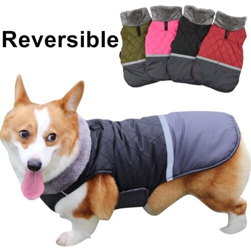 High-hair lapel pet clothes, double-sided dog clothes, waterproof pet clothes, dog vests, autumn and winter dog vests