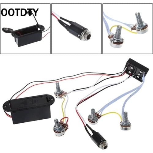 OOTDTY 2 Band Active Bass Guitar EQ Equalizer Preamp Circuit Pickup Black