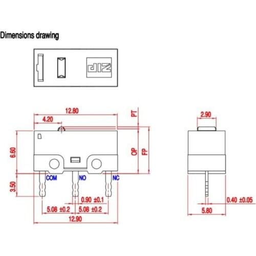 1Pc Original ZIPPY ZIP DF3 0.78N Mouse Micro Switch Button 20 Millions Time life 85WD