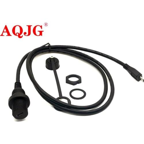 Micro USB 2.0 Panel Mount Connector IP67 Waterproof Cable 1m 3ft Micro-USB 5pin Male to Female Extension cord cables Water Proof
