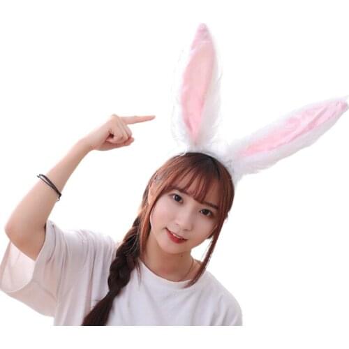 Hair band Long Rabbit Ears Headband Furry Bunny plush Animal Hair Hoop Easter Cosplay Costume Party Performance Play props