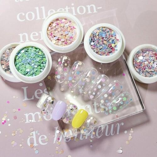 Nail Art Mixed Color Round Sequins 6 Colors Mixed Size Candy Color Mixed Colorful Round Fashion Nail Art Deco Sequins