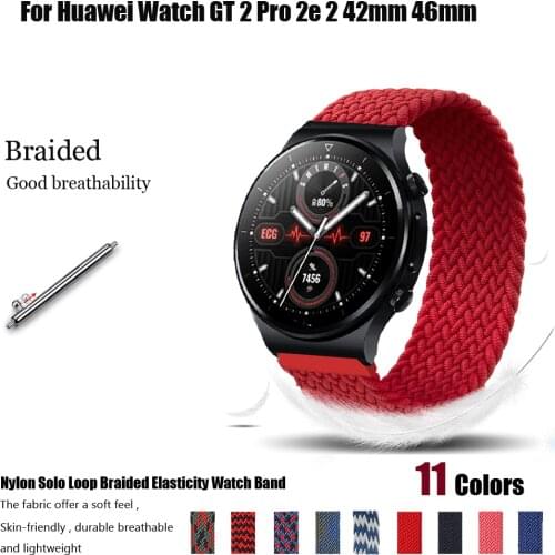 20mm 22mm Solo Loop Band For Huawei Watch GT 2 2 Pro 2e Strap Nylon Braided Bracelets Wristbelts for huawei watch GT 2 42mm 46mm