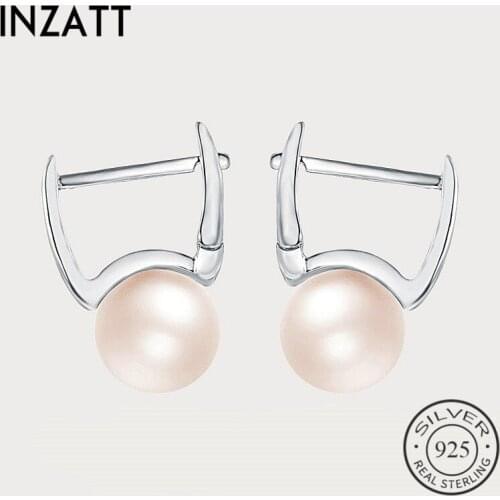 INZATT Trendy Accessories Pearl Two Colors Hoop Earrings 2018 For Women Wedding Fashion Real 925 Sterling Silver Fine Jewelry