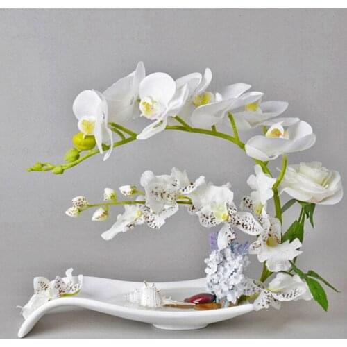 Simulation European table artificial flower dried floral art high simulation Phalaenopsis small desktop potted Home Decoration
