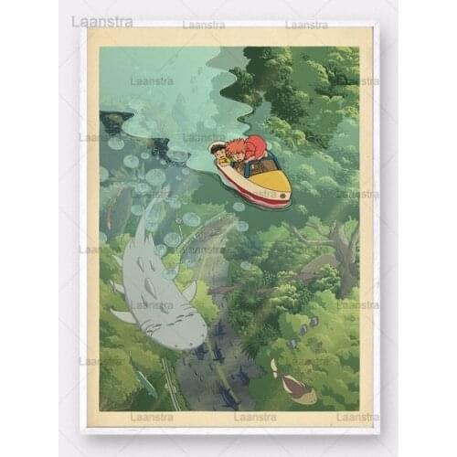 Nordic Style Home Decor Canvas Hayao Miyazaki Ponyo On The Cliff Hd Prints Poster Painting Living Room Wall Art Modular Picture