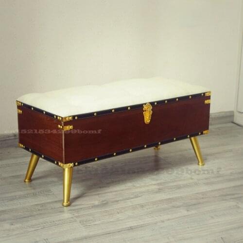 Nordic Shoe Changing Stool Linen Bed Foot Bench Fitting Room Clothing Store Stool Household Storage Stools Bedroom Furniture