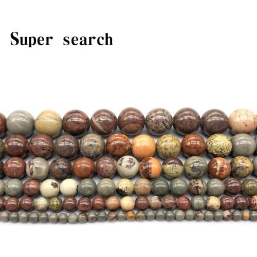 Fctory Price Natural red picture Grass And Flower Jaspers Round Loose Beads 15" Strand 4 6 8 10 12MM Pick Size For Jewelry