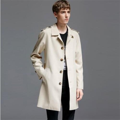 Mens trench coats masculino chaqueta cortavientos hombre man single-breasted casual clothes loose overcoat spring autumn