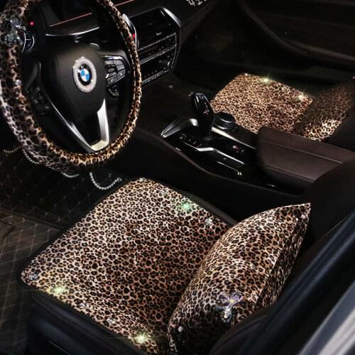 Universal Size Fashion Leopard Print Car Seat Cover Non-slip Keep Warm Front Rear Protector Mat Pad Auto accessories