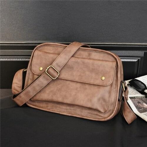 Vintage Leather Business Shoulder Bags 2021 New High Quality Crossbody Bag Fashion Solid Color Messenger Bag iPad Storage Pocket