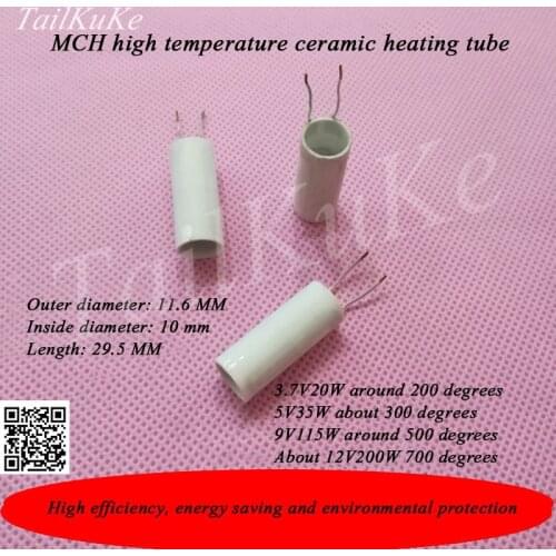 High Temperature Ceramic Heating Tube MCH Alumina Heating Tube Heater Outer Diameter 11.6 Inner Diameter 10 Length 29.5