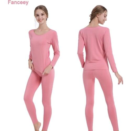Fanceey Thermal Clothing Winter Thermal Underwear for Women Second Skin Fleece Winter Female Long Johns for Women Thermal Suit