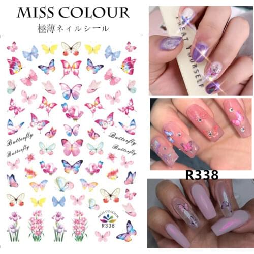 1 Sheet Nail Art Stickers Fruit Butterflies Decal Decorations Pattern Sticker Full Cover Waterproof Wraps DIY Manicure For Woman