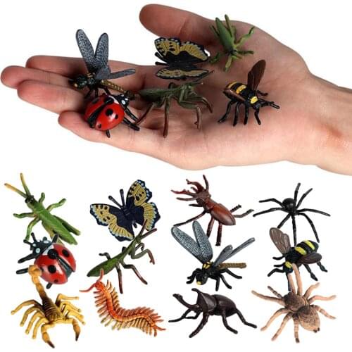 12pcs Plastic Realistic Insect Model Figure Toys Bug Scorpion Bee