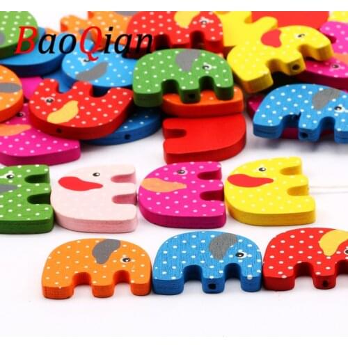 25/50pcs Natural Wood Beads Cute Elephant Spacer Beads Handmade DIY Childrens Necklace Bracelet Accessories 30x25mm