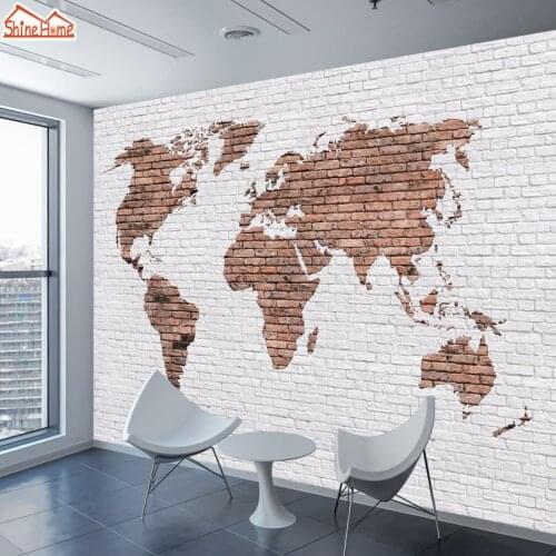 World Map Brick Pattern 3d Wallpaper Wallpapers for Living Room Wall Paper Papers Home Decor Mural Self Adhesive Murals Rolls