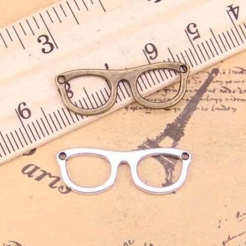 96pcs Jewelry Charms glasses sunglasses 29x10mm Antique Silver Plated Pendants Making DIY Handmade Tibetan Silver Jewelry