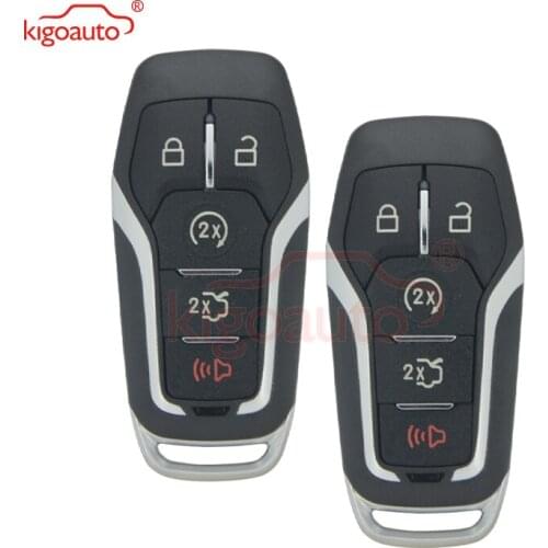 Kigoauto 2pcs M3N-A2C31243300 5 button 164-R7989 for Ford Fusion Explorer edge 2014 2015 2016 2017 Remote Smart key case