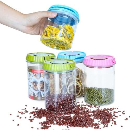 Cylindrical Transparent Airtight box Color sealed lid Multigrain Sealed Food Storage Container Plastic Refrigerator