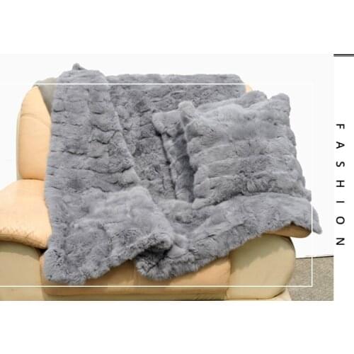 CX-D-30 130X150cm Patch Work Custom Made Natural Colour Rabbit Fur Blanket Area Rug Carpet ~ DROP SHIPPING