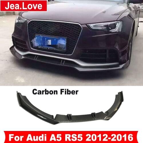 Real Carbon Fiber Front Bumper Lip Diffuser Shovel Chin for Audi A5 RS5 2 4 Doors 2012-2016 Car Body Modification Styling