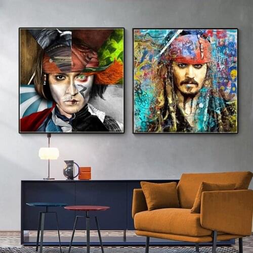 Disney Jack Sparrow Anime Movie Poster Pirates of The Caribbean Portrait Canvas Painting HD Print Wall Art Home Decor Cuadros
