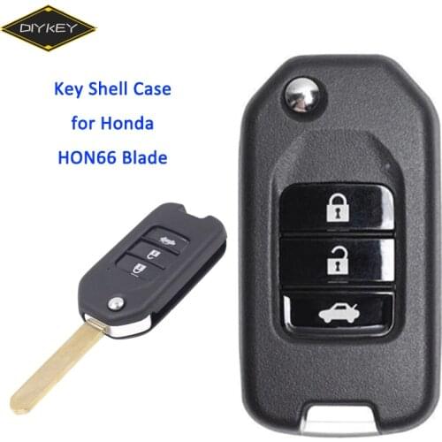 DIYKEY 3 Button Flip Folding Remote Car Key Case Shell for Honda Crider Jade Civic Accord City CR-V Pilot Fit HR-V XR-V Fob